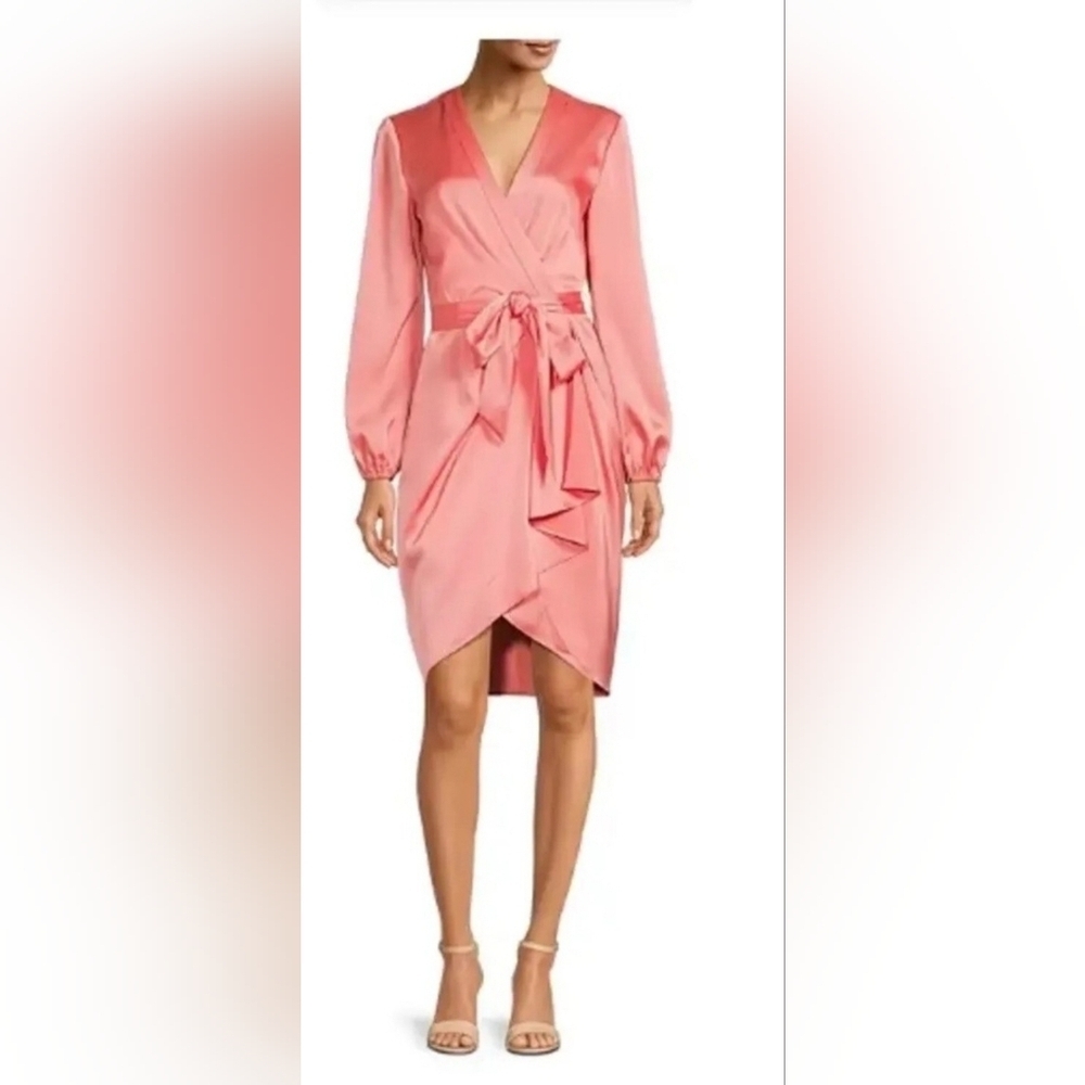 Alex Marie Coral Long Sleeve Wrap Dress Size 10